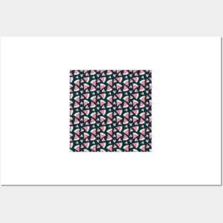 Watermelon Slices Pattern - Coral and Dark Green Posters and Art